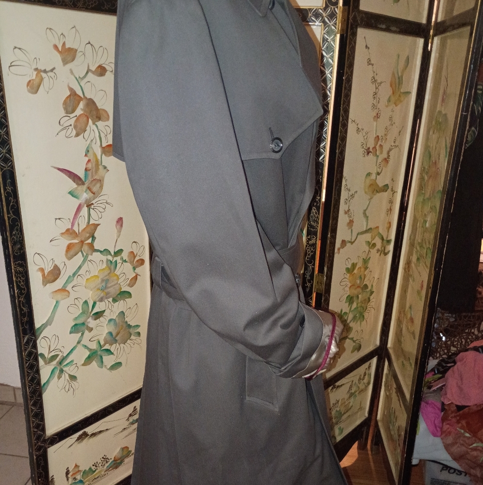 Authentic Vtg Christian Dior Le Connaisseur Trench Coat 44R Taupe Grey - Picture 7 of 14